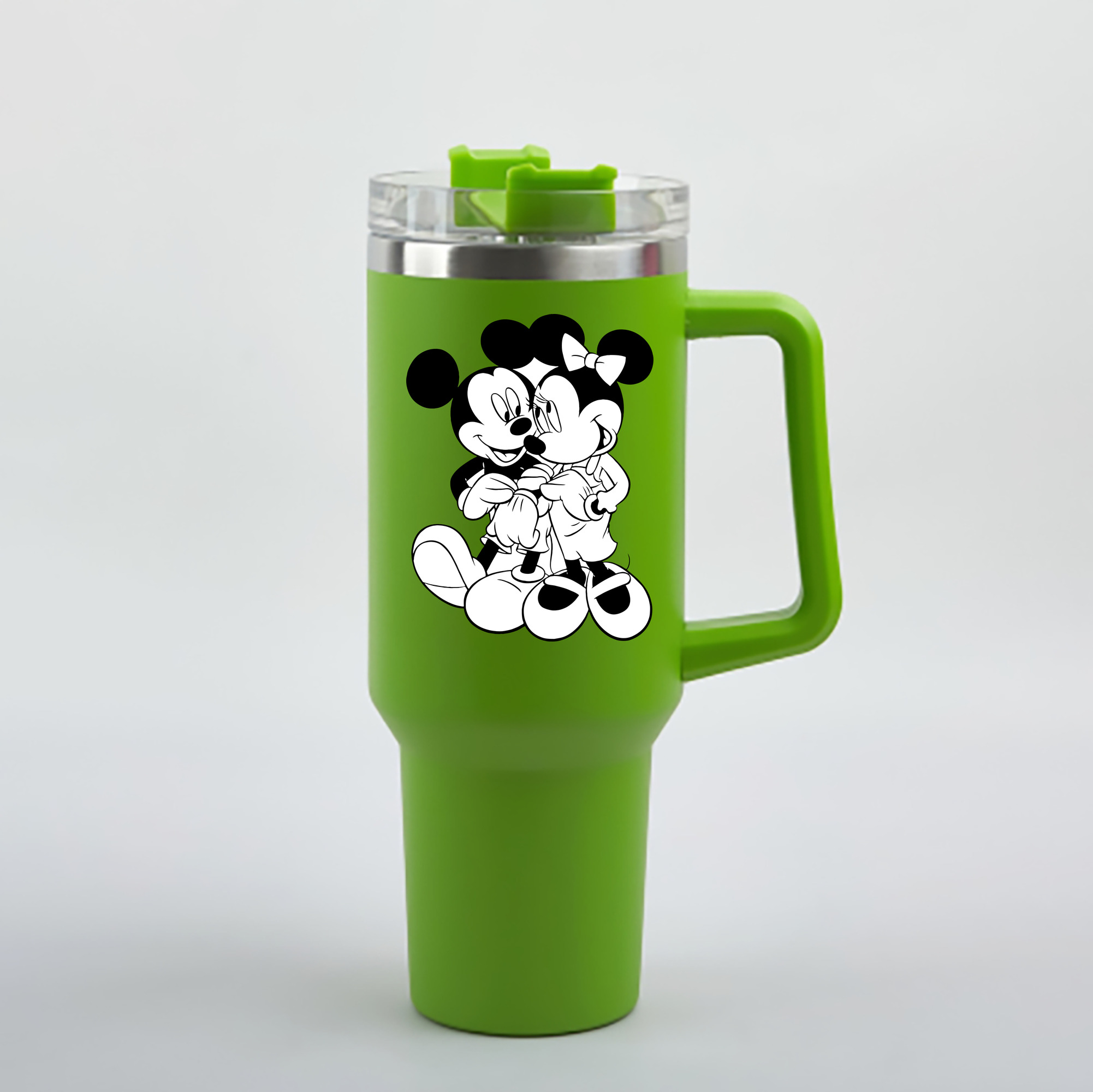 （画像用） ミッキーマウス Mickey Mouse 1200mL車用タンブラー - クリスタルステッカー（プラスチックストロー付き）